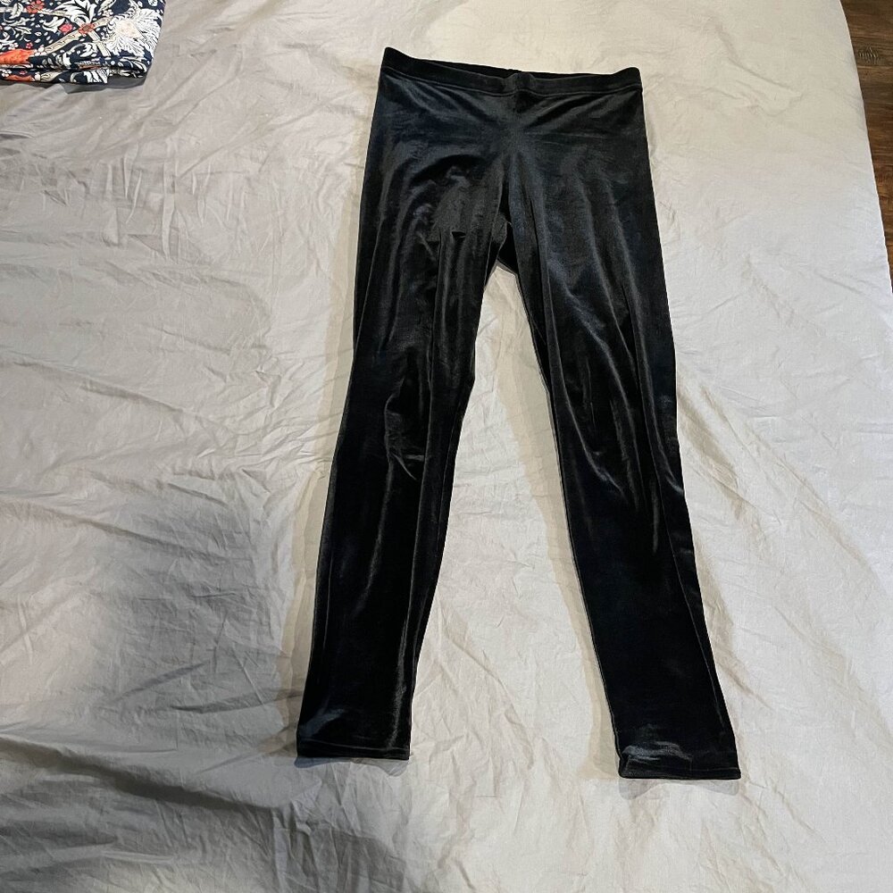 Blackmilk Black Velvet High-Waisted Leggings - L - great condition